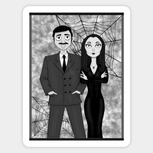 Gomez and Morticia Addams Sticker